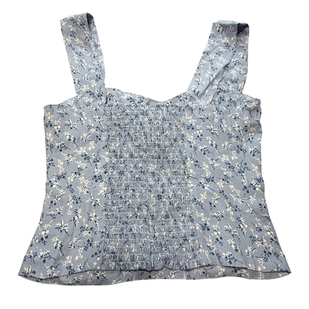 Reformation Hester Tank Top 4 Blue Floral Coquette  Sweetheart Cami Cottagecore - Picture 12 of 13